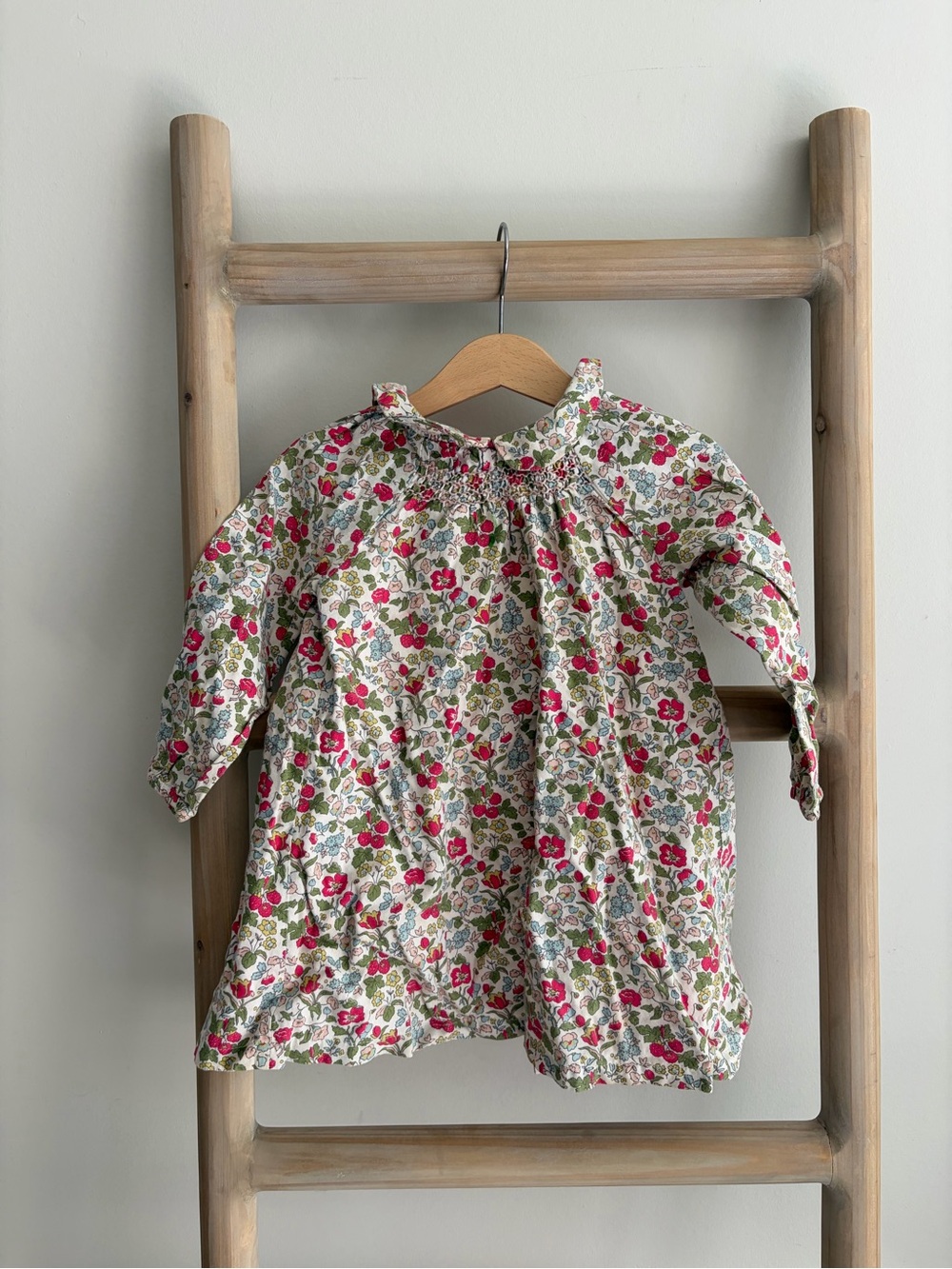 Baby Boden Floral Smocked neck Long-Sleeve Dress